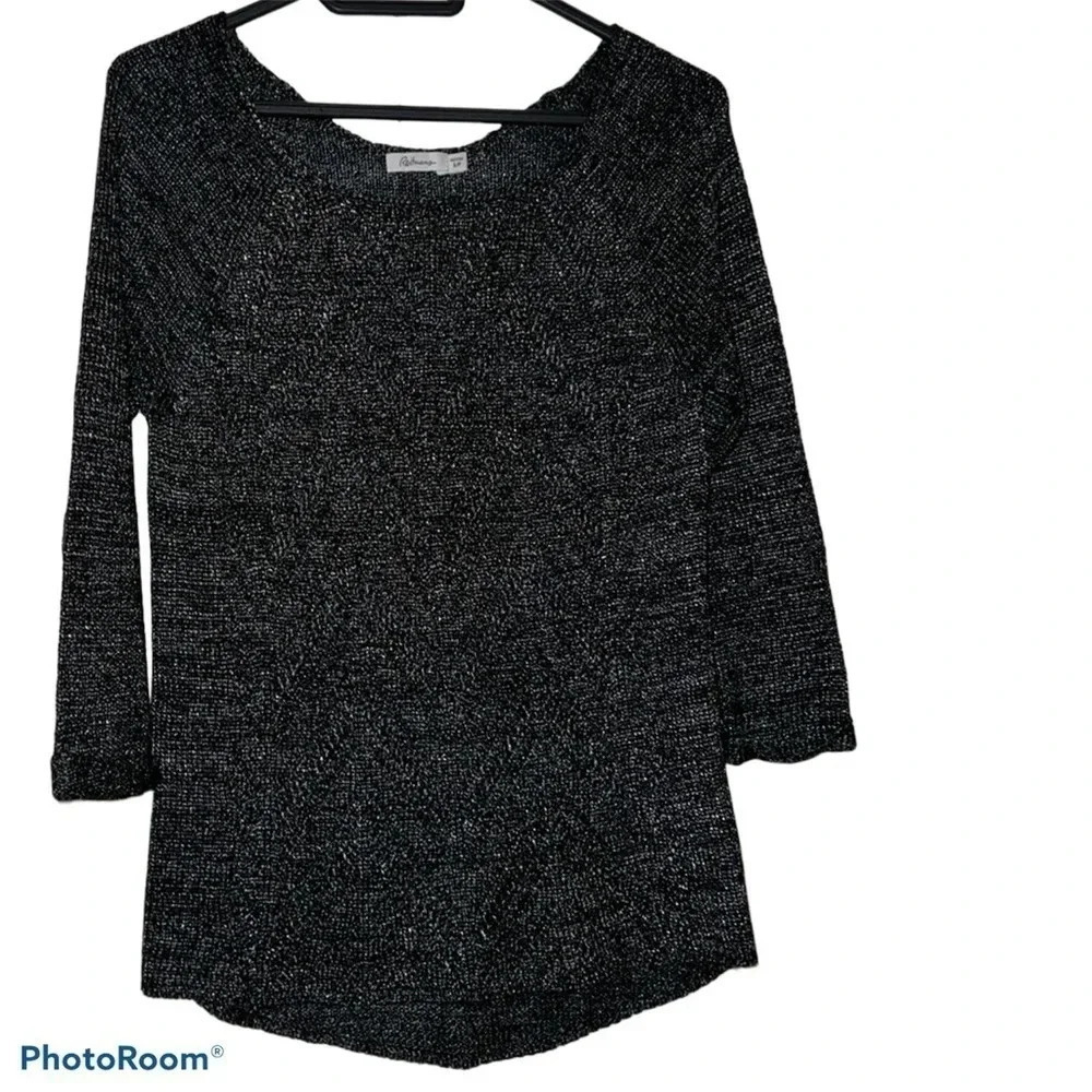 Reitmans metallic charcoal long sleeve  sweater blouse Sz SP